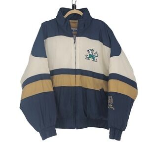 Vintage 90s Notre Dame Fighting Irish Locker Line Jacket XL Colorblock Russell